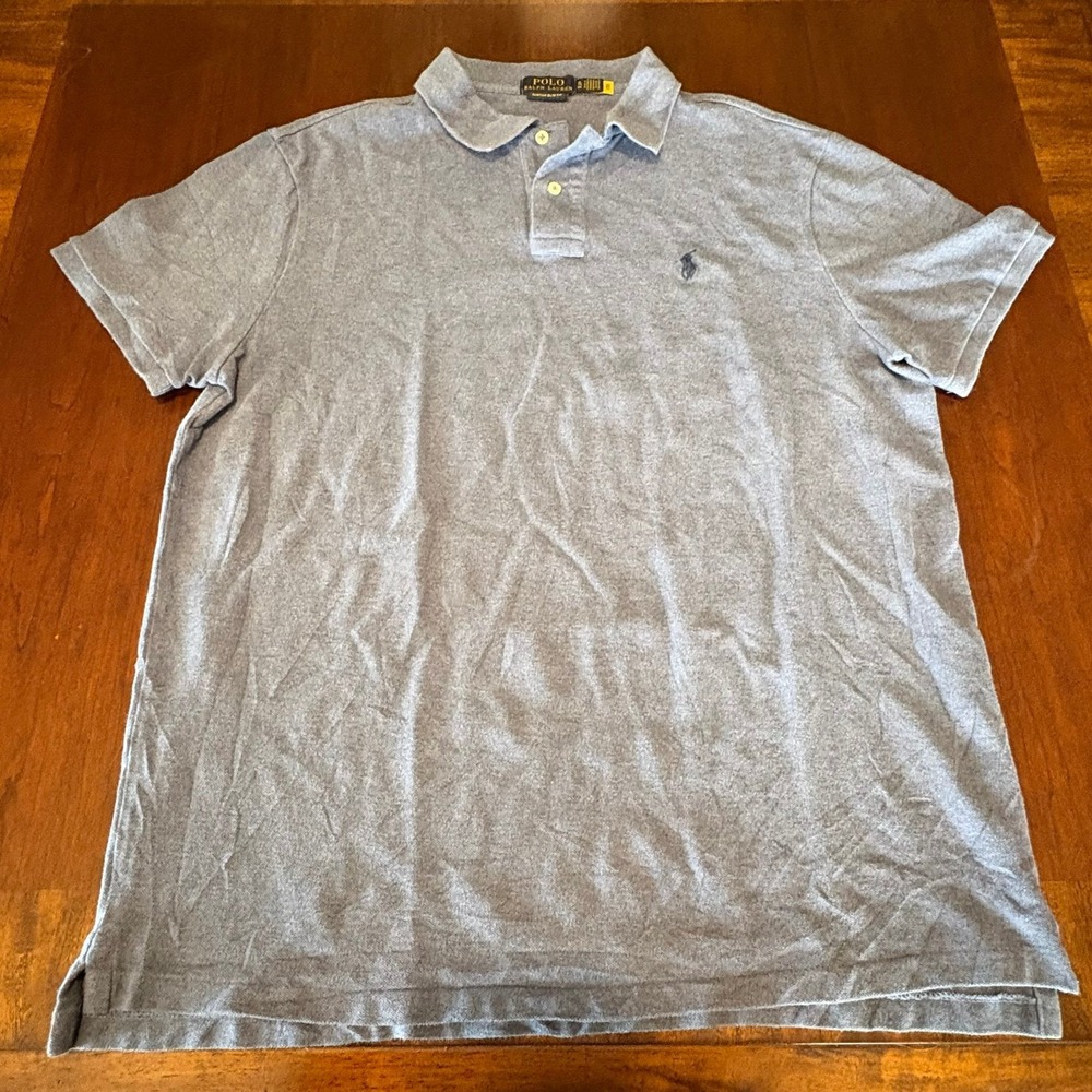 Polo Ralph Lauren Gray Custom Slim Fit Pony Polo Shirt Preppy‎ Designer